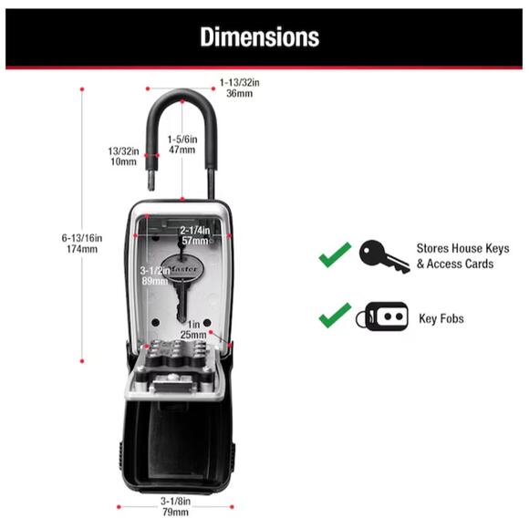 NEW Master Lock Door Knob Handle Combination Push Button Lock Box HEAVY 5422D - Picture 4 of 5